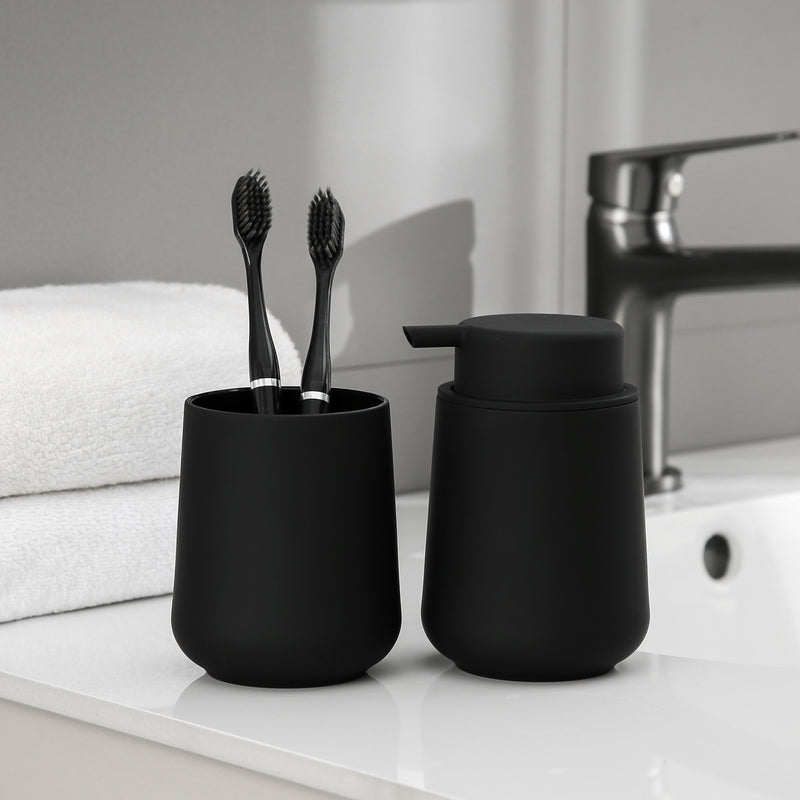 Dispensador de Jabón Espumoso Negro Mate - Libre de BPA, Independiente para Uso en Cocina y Baño