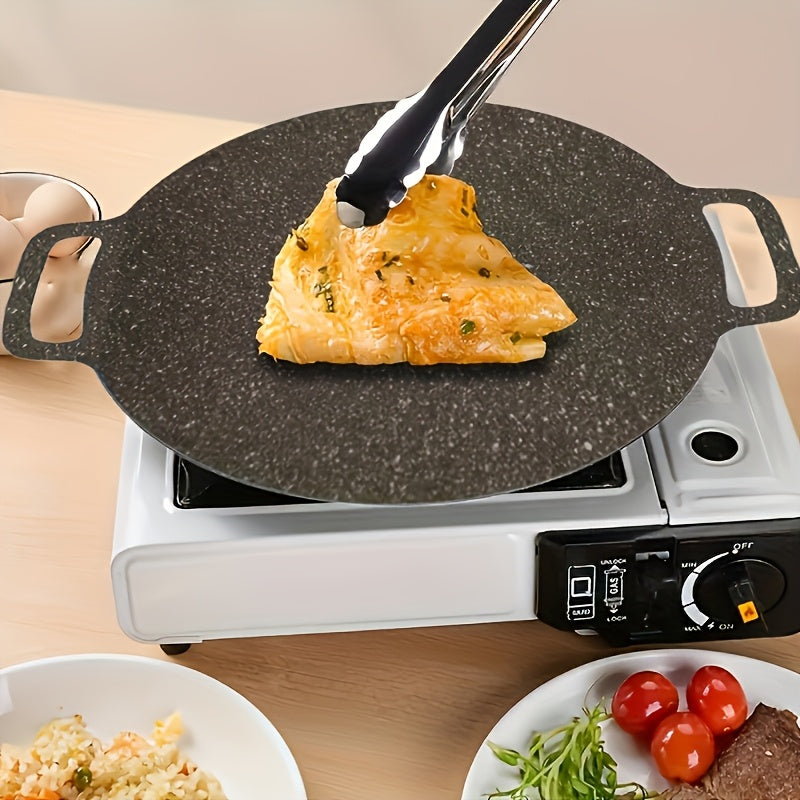 Plato de Parrilla Antiadherente de Hierro Fundido - Utensilios de Cocina Portátiles para Camping y Picnics, Sartén Multiusos con Diseño Elegante, Fácil Limpieza y Distribución Uniforme del Calor, Accesorios para Parrillas Exteriores, Equipo de Cocina Com