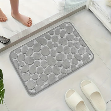 Alfombra de baño con relieve de adoquín, 1 pieza, 100% poliéster, suave, absorbente, antideslizante, lavable, sin parabenos, ideal para decoración de baño y ducha