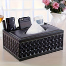 Soporte Elegante para Caja de Pañuelos de Cuero Sintético con Control Remoto y Organizador de Escritorio - Accesorio de Decoración Chic para la Sala de Estar