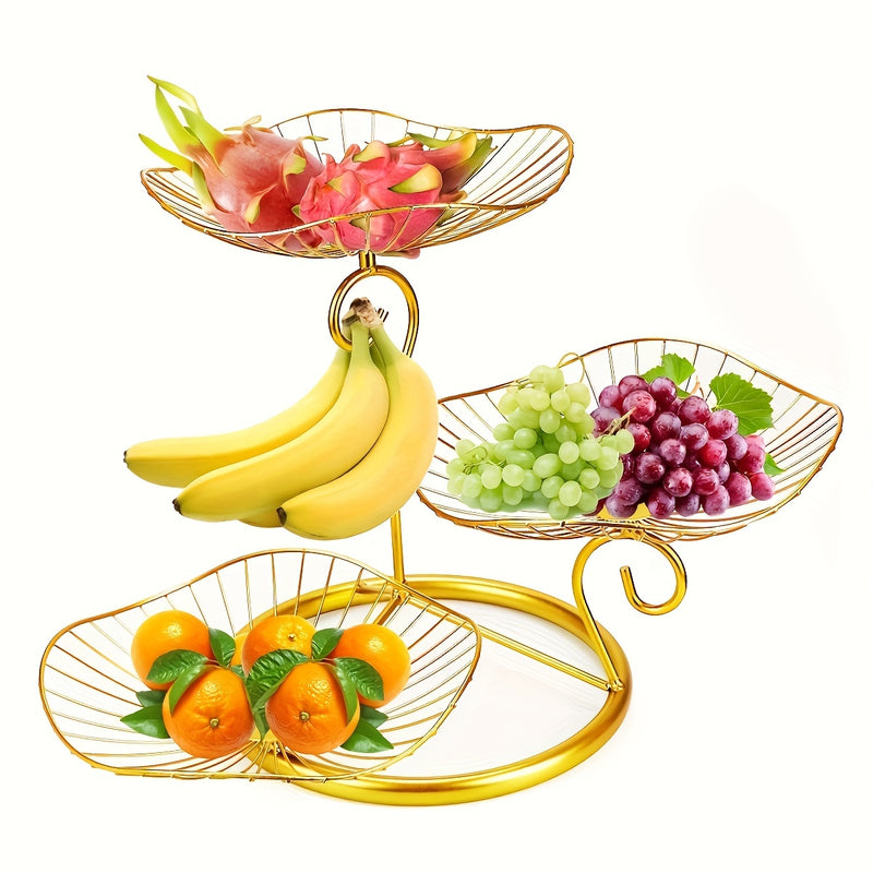 Base de metal estilo vintage de 3 niveles para frutas, decoración para el hogar - No requiere electricidad
