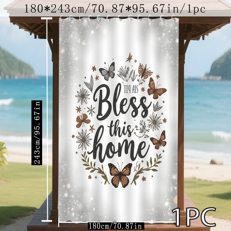1pc/2pcs Cortina Exterior con Diseño Floral 2D de Fondo Luminoso, Ideal para Patio, Pérgola y Jardín – Decoración Todo el Año con Ganchos, Perfecta para Otoño, Invierno, Halloween, Navidad y Bodas