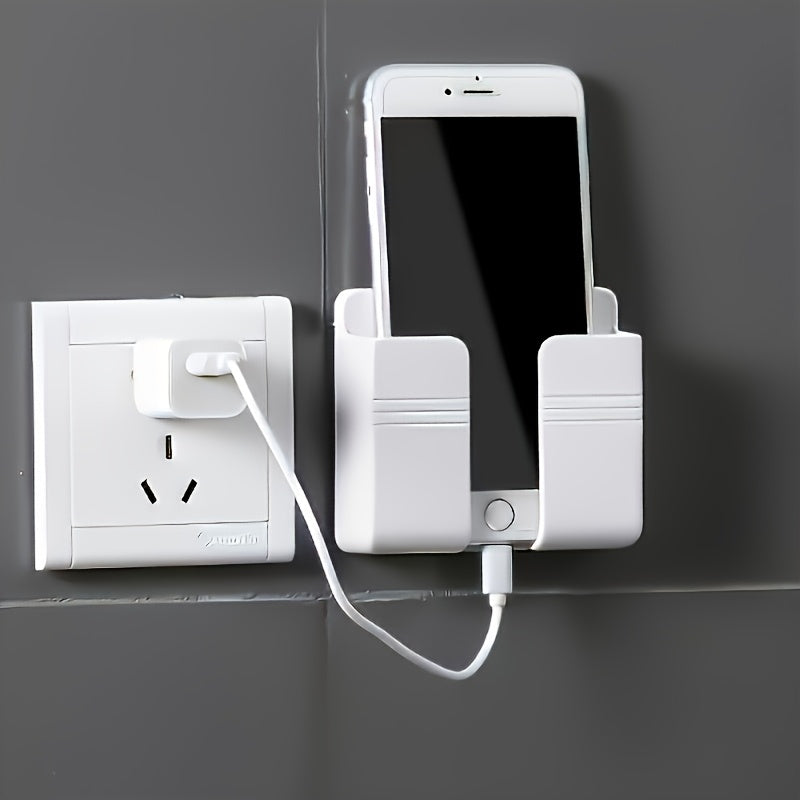 1pc Soporte de teléfono montado en la pared, material PC adhesivo, sin taladro, almacenamiento de control remoto, hecho de otro plástico, para baño, cocina, habitación de hotel - Estación de carga de teléfono inteligente