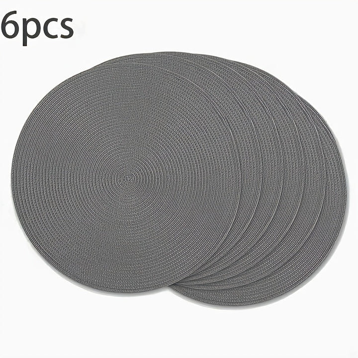 6 Unidades de Placemats Redondos de Plástico Tejido Placemats Lavables y Limpiables Alfombras de Mesa Adecuadas para Mesas de Comedor Resistentes al Calor y Antideslizantes Placemats Redondos Antideslizantes Alfombras de Mesa de PVC Estilo Occidental Ant