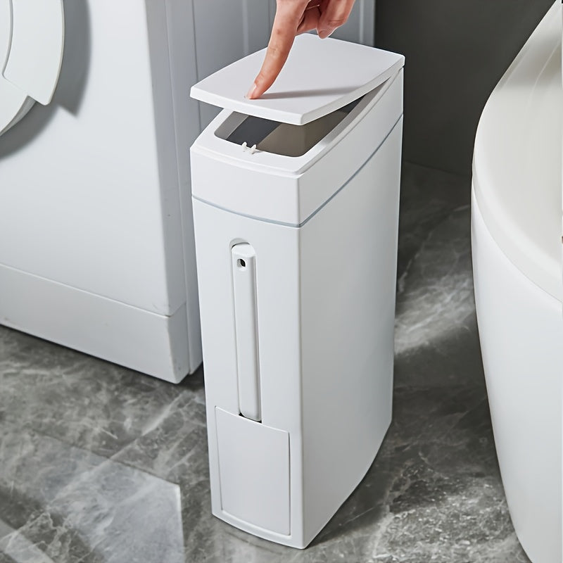 Basurero de Una Pieza con Cepillo de Gran Capacidad de 4.5L para Hogar, Función Desodorizante, Diseño Inteligente y Silencioso de Apertura/Cierre, Adecuado para Espacios del Hogar como Salón, Dormitorio, Oficina, Baño Público, Cepillo Integrado en el Con