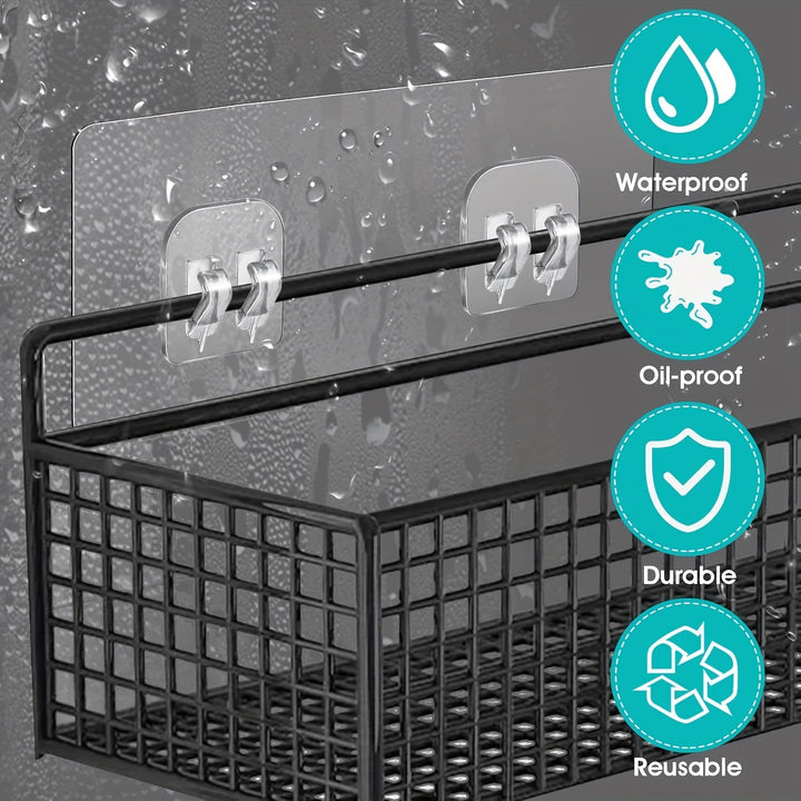 1/2/5/10/20pcs Ganchos Autoadhesivos Sin Taladro para Baño, Soportes para Barra de Ducha, Ganchos Montados en la Pared para Dormitorio, Armario, Gabinete de Cocina - Estilo Contemporáneo, Material Plástico, Ganchos de Utilidad