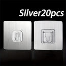 20 piezas de soporte de tablero de alimentación de pared de plástico de moda con fácil instalación, hebilla de enclavamiento transparente, sujetador adhesivo sin taladrar sin costuras para baño y puerta, ganchos utilitarios