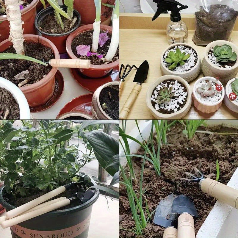 Juego de 3 piezas para jardín, herramientas pequeñas para plantas, palas y macetas, cactus y vegetales, herramientas de excavación y deshierbe, utensilios para interiores
