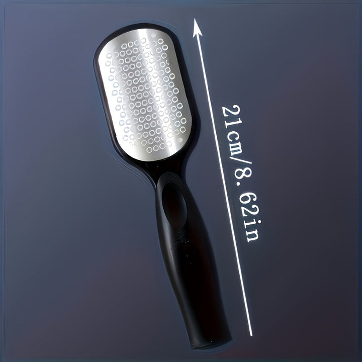 Lijadora profesional de acero inoxidable de 12 meses - Exfoliante y eliminador de luz muerta beige, diseño a prueba de salpicaduras, mango ergonómico negro, esencial para el cuidado de uñas y spa en casa.