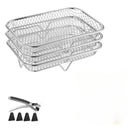 Juego de 8 Piezas para Freidora de Aire: Rejilla Apilable, Pinzas y Alfombrilla Reforzada - Rejilla de 3 Niveles para Cocina Saludable y Deshidratación, Compatible con Lavavajillas, Horno, Olla a Presión y la Mayoría de Freidoras de Aire, Herramientas Mu