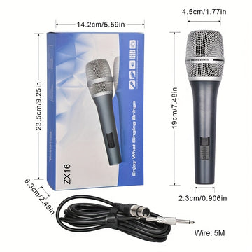 Micrófono dinámico de alta fidelidad profesional con cable XLR incluido, diseño de agarre metálico con interruptor de encendido/apagado, ideal para karaoke, canto, discursos públicos, juegos, micrófono de karaoke. Micrófono profesional. Micrófono de meta