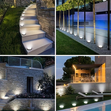 4/8 luces solares para jardín, nuevas luces subterráneas con mayor alcance, mejor brillo y resistencia, ideales para césped, parques, albercas, iluminación decorativa, luz cálida/blanca