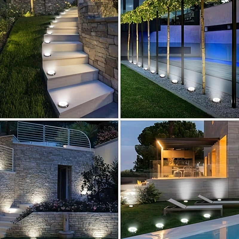 4/8 luces solares para jardín, nuevas luces subterráneas con mayor alcance, mejor brillo y resistencia, ideales para césped, parques, albercas, iluminación decorativa, luz cálida/blanca
