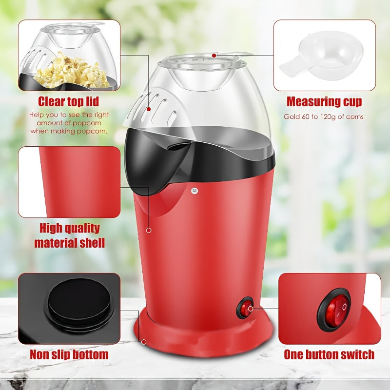 Máquina de palomitas de maíz eléctrica, estilo clásico americano, 110V-130V enchufe estadounidense, palomero de palomitas de maíz fácil de usar para el hogar, material PP duradero, no requiere batería