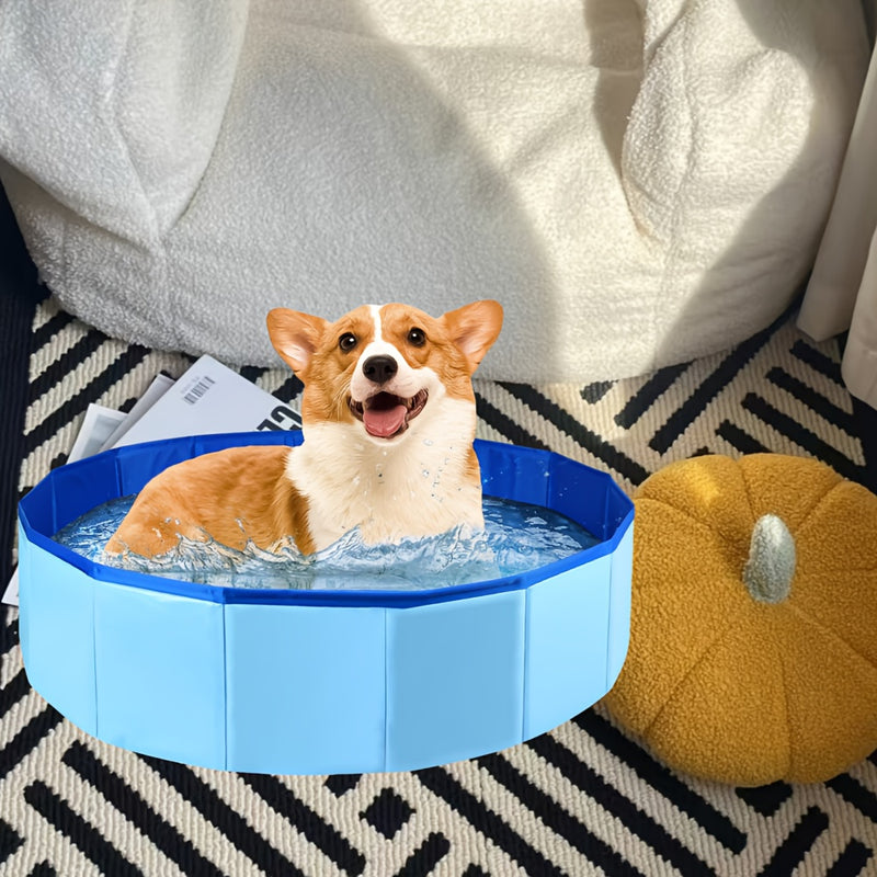 Baño de pies portátil plegable - Azul claro y amarillo, baño de spa para mascotas de PVC, para gatitos, cachorros y mascotas pequeñas - Diseño viajero para interiores y exteriores, no necesita electricidad, relajación de mascotas pequeñas, diseño juguetó