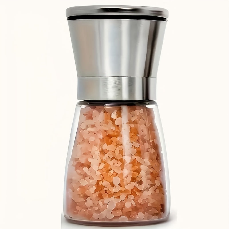 Molino de Pimienta Portátil de Acero Inoxidable, Triturador Manual de Especias con Núcleo Cerámico Ajustable, Molinillo de Sal y Pimienta para Cocina Casera, Barbacoa, Camping al Aire Libre, Senderismo - No Se Requiere Carga