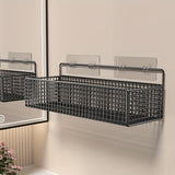 Cesta de almacenamiento de metal para montar en la pared, Organizador de estantería de baño rústico, Soporte de inodoro de tocador sin taladro, Libre de formaldehído, Accesorio de baño de metal, sin necesidad de electricidad ni batería para el baño