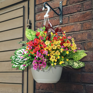 24 piezas de Planta Falsa de Boj con Resistencia al UV para Exteriores, Plantas Colgantes de Plástico Verde para Interior/Exterior, Decoración de Jardín y Ventana en Casa Estilo Granja