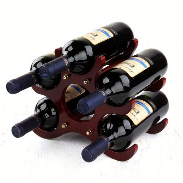 Elegante estante de vino rojo - Madera sólida, soporte creativo de botellas con detalles metálicos, perfecto para decoración de sala de estar, soporte de exhibición de vino elegante, decoración de vino.
