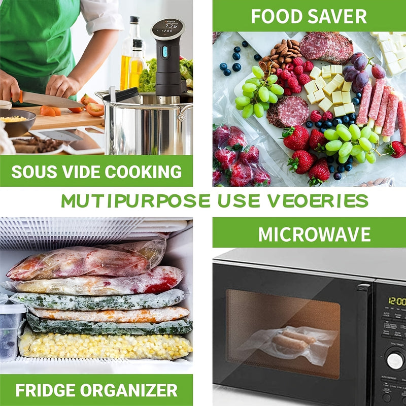 Bolsas de sellador de vacío AGASHE de 15 metros (opciones de 20/25/28/30 cm) - Clase alimentaria, diseño reforzado y hermético para carne, pescado, verduras, compatible con todas las máquinas de vacío.