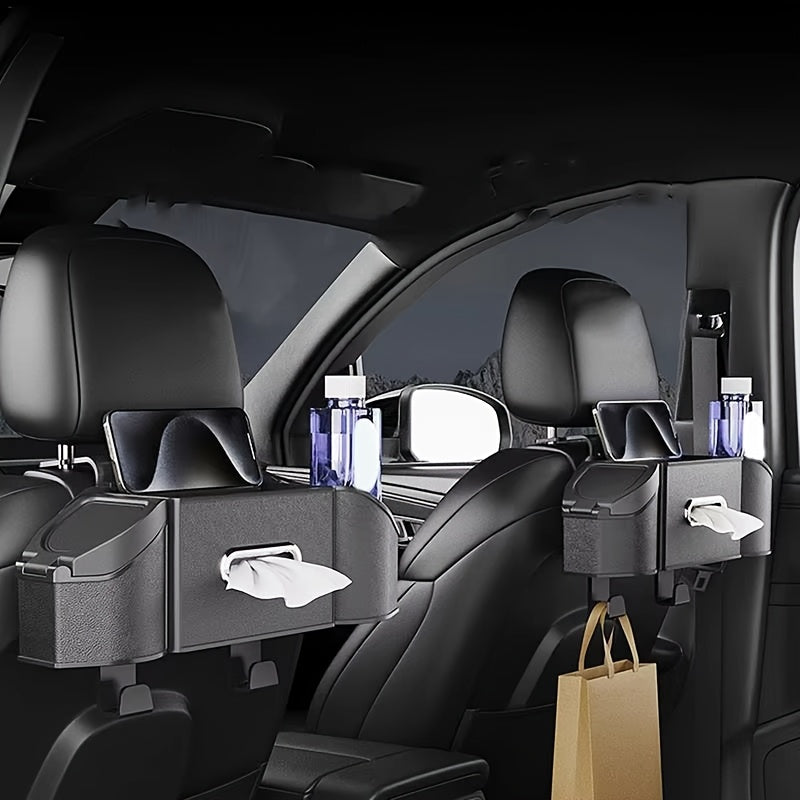 Organizador Universal de Resina ABS para Asiento Trasero de Coche de 1 Pieza con Caja de Almacenamiento Multifuncional para Interior de Auto, Porta Pañuelos y Ganchos para Acceso del Lado del Conductor y del Pasajero