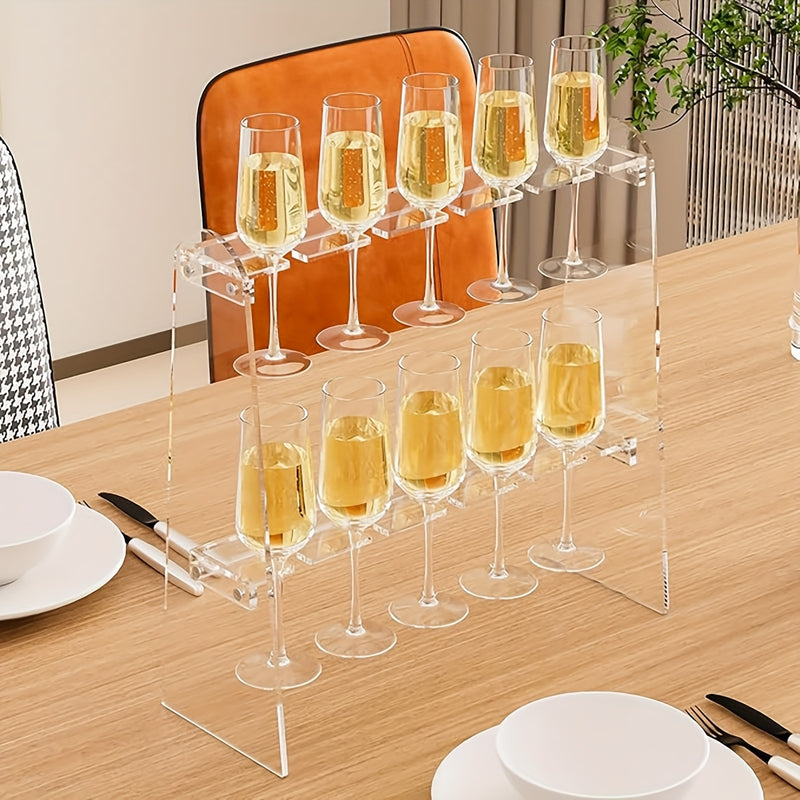 1pc Soporte para Copas de Vino Transparente y Resistente - Organizador Vertical Ahorrador de Espacio, Compatible con Champán, Martini, Highball, Copa Flauta, Vino Tinto - Ideal para Bar en Casa, Restaurante o Fiestas - Diseño Duradero y Fácil de Limpiar