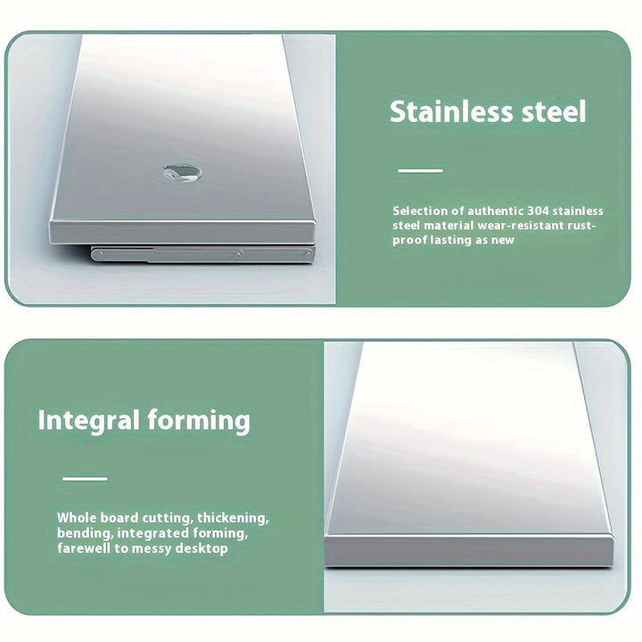 Estante plegable de acero inoxidable para montar en la pared - Organizador de cocina sin ensamblaje y resistente al óxido, con almacenamiento abierto para especias, utensilios y ollas - Diseño clásico que ahorra espacio para cocinas modernas, almacenamie