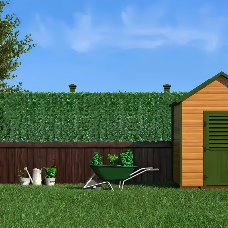 5 unidades, longitud total 500 cm × 50 cm, pantalla de privacidad para exteriores con ivy artificial, resistente a UV, fondo verde con ivy artificial, panél de hiedge, adecuado para bodas, terrazas, balcones, jardines, patios traseros, restaurantes, hote