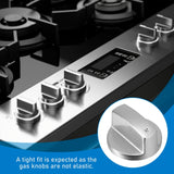 4pcs Perillas de Control de Estufa de Gas, Perillas de Control de Cocción de Metal de 6mm, Adaptadores Plateados para Botones de Interruptor de Superficie de Cocina, Bloqueos de Control de Perillas de Estufa de Gas