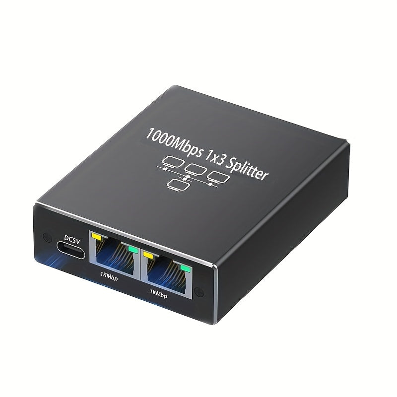 Divisor de Ethernet mejorado 1 a 3 de alta velocidad 1000Mbps, con cable de alimentación USB divisor de red Ethernet LAN, divisor de Ethernet RJ45 adecuado para cables Cat5/5e/6/7/8 divisor de Internet de mil [3 dispositivos conectados simultáneamente]