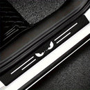 9 piezas de protector para umbral de auto con diseño de ojo de diablo, resistente a rayones y antideslizante, instalación con adhesivo, apto para todos los autos - negro con franjas blancas, protección para umbral de auto | decoración de auto elegante |