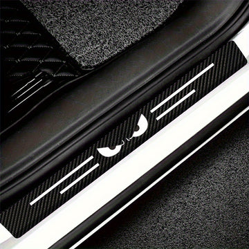 9 piezas de protector para umbral de auto con diseño de ojo de diablo, resistente a rayones y antideslizante, instalación con adhesivo, apto para todos los autos - negro con franjas blancas, protección para umbral de auto | decoración de auto elegante |