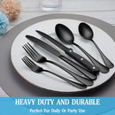 Juego de vajilla de acero inoxidable negro de 24/48 piezas, que incluye cuchillos para bistec, tenedores, cucharas, tenedores y cucharas para postres, adecuado para cocina doméstica/restaurante/hotel/exteriores/fiesta/Día de Halloween/Día del Padre, apto