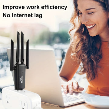 OEKE- Cuatro antenas USB repetidor inalámbrico - Extensor de señal de larga distancia con antenas dobles para cobertura completa de la casa