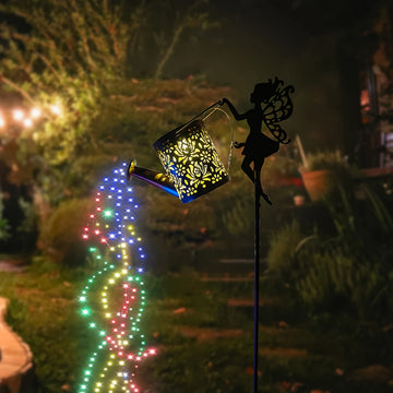1 unidad de lámpara solar para césped con regadera y proyección floral - Decoración exterior LED, adecuada para pasillos, jardines, patios. Iluminación nocturna ambiental, iluminación de senderos, jardín solar