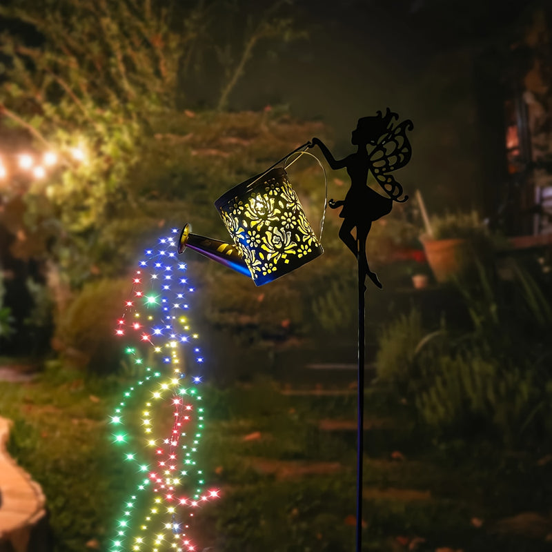 1 unidad de lámpara solar para césped con regadera y proyección floral - Decoración exterior LED, adecuada para pasillos, jardines, patios. Iluminación nocturna ambiental, iluminación de senderos, jardín solar