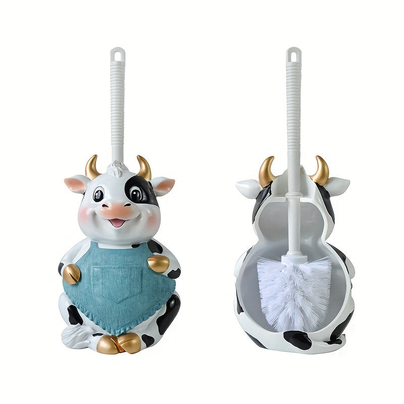 Accesorios para Baño, Juego de Portacepillos de Resina Hecho a Mano con Cepillo de Inodoro Compacto y Tamaño Pequeño, Fácil de Ocultar, Ahorra Espacio en Almacenamiento, Antigoteo, Fácil de Montar, Cepillo de Limpieza Profunda