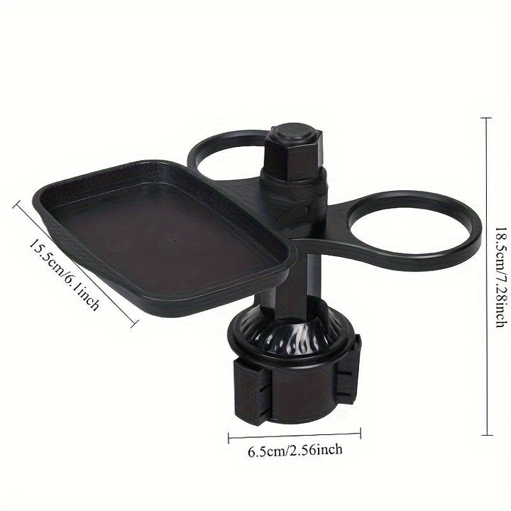 Plato de soporte para taza de coche 3 en 1 y mesa de comedor - Altura ajustable, plato giratorio y plato desmontable, diseño ergonómico para un acceso seguro y fácil a la taza de coche, plato de soporte para taza de coche, accesorio de interior de vehícu