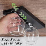 Soporte de 4 piezas con acabado pulido de plástico para copas de vino, perchero colgado sin perforación para secado y almacenamiento de copas de vino, soporte para estanterías/armarios para uso en cocina, bar y restaurante