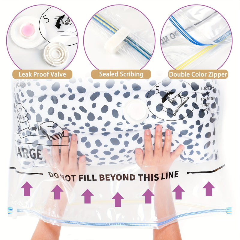 6/8/12pcs Bolsas De Almacenamiento Al Vacío, Bolsas Selladoras De Almacenamiento Al Vacío Ahorradoras De Espacio Para Ropa, Ropa, Ropa De Cama, Edredón, Manta