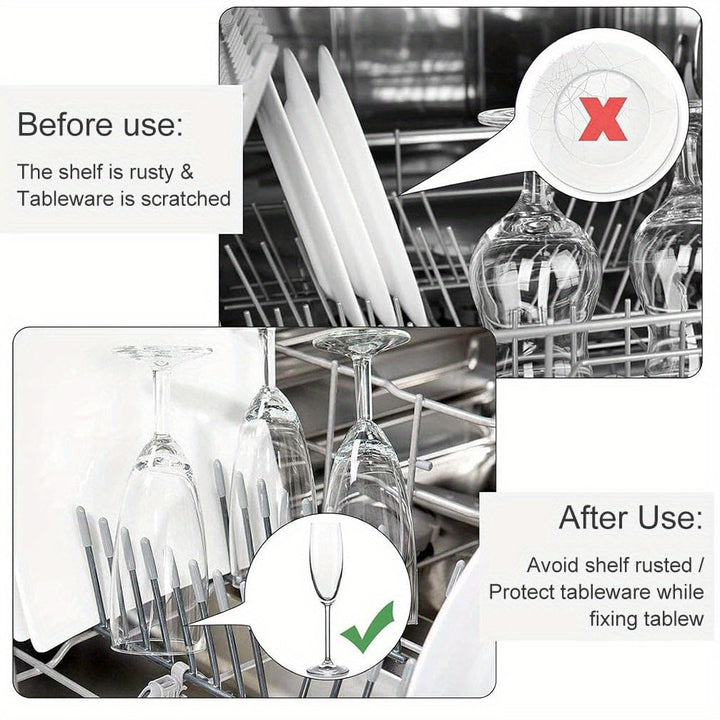 100/200 piezas de cubiertas flexibles para la parte superior de los ganchos de lavavajillas - Tapas redondas para organizar estantes, protectores de hilo de alambre, de 0,59/0,98 pulgadas de largo, blancas, accesorios para lavavajillas, organización de c