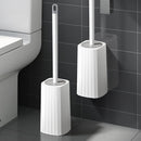 Juego de cepillo para inodoro con soporte, mango largo y diseño flexible para limpieza sin rincones, ideal para el baño