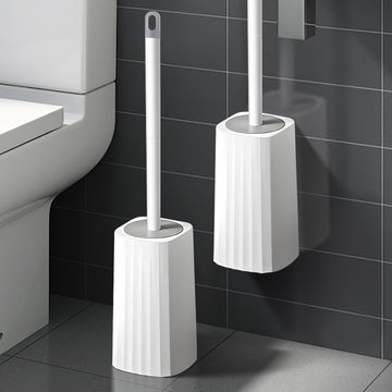 Juego de cepillo para inodoro con soporte, mango largo y diseño flexible para limpieza sin rincones, ideal para el baño