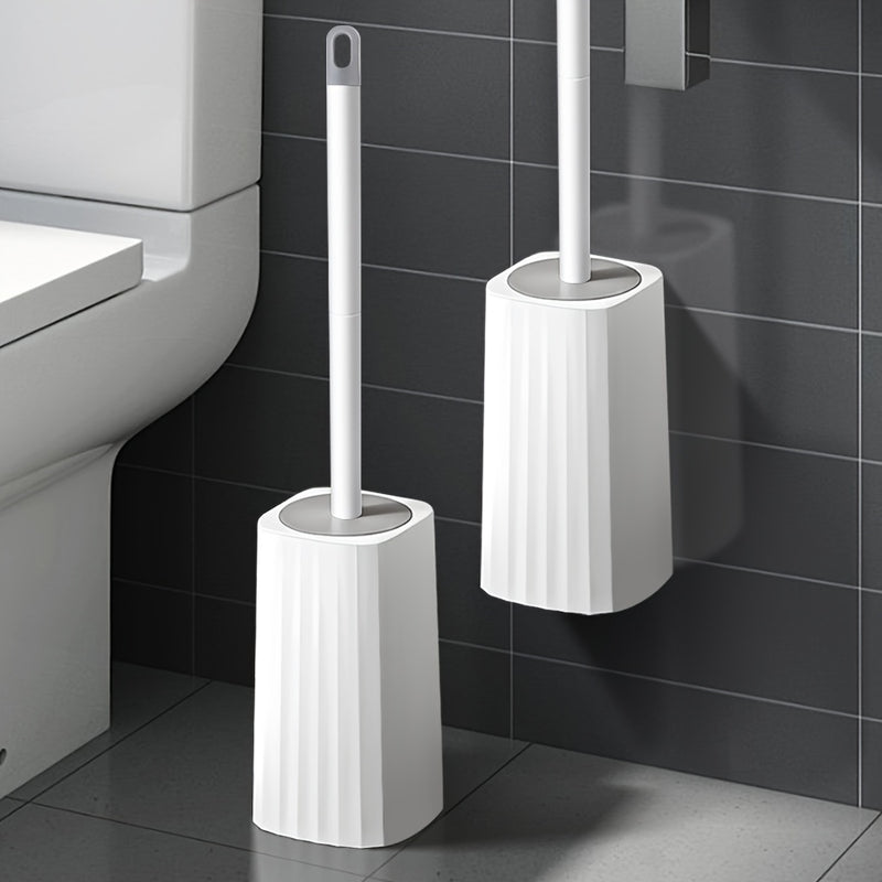 Juego de cepillo para inodoro con soporte, mango largo y diseño flexible para limpieza sin rincones, ideal para el baño