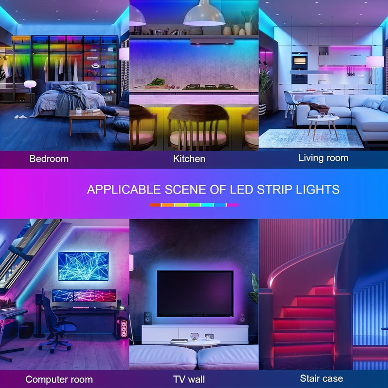 Tira de luces LED para decoración de habitación, con conexión USB 5V, 1m/3.28ft-5m/16.4ft, luces inteligentes con control remoto de 24 teclas, fácil instalación, ideal para dormitorio, escaleras y cocinas