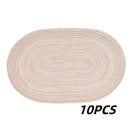 4/6pcs Placemats de hilo oval, manteles de mesa lavables, poliéster 100.00, decoración de comedor tejida a mano, almohadillas de mesa de 100% poliéster