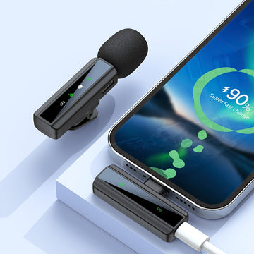 Microfono sin varillas de solapa con pantalla LED, micrófono portátil para grabación de video y podcast con cancelación de ruido HD, función de reverberación silenciosa para creadores de contenido