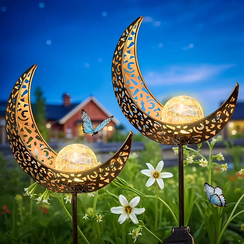 Luces Decorativas Solares para Jardín Adecuadas para Céspedes, Luces de Estaca Metálicas Impermeables para Patios y Senderos, Lámpara Ornamental de Metal con Vidrio Agrietado para Accesorios de Iluminación de Césped, Perfectas para Jardines y Exteriores