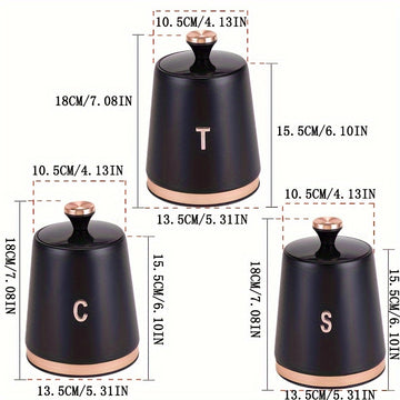 3pcs Té, Azúcar, Café, Cereales, Suministros de Cocina para el Hogar, Suministros de Almacenamiento, Equipos de Almacenamiento de Cocina, Almacenamiento de Alimentos, Dispensadores de Alimentos