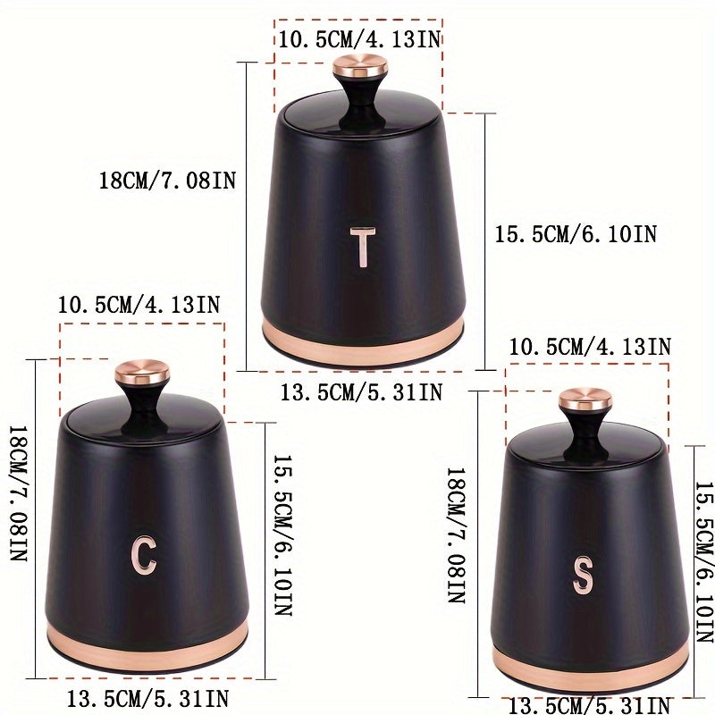 3pcs Té, Azúcar, Café, Cereales, Suministros de Cocina para el Hogar, Suministros de Almacenamiento, Equipos de Almacenamiento de Cocina, Almacenamiento de Alimentos, Dispensadores de Alimentos